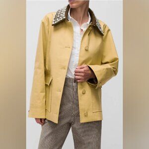 Veronica Beard Arlen Crystal Collar Cotton Dickey Coat